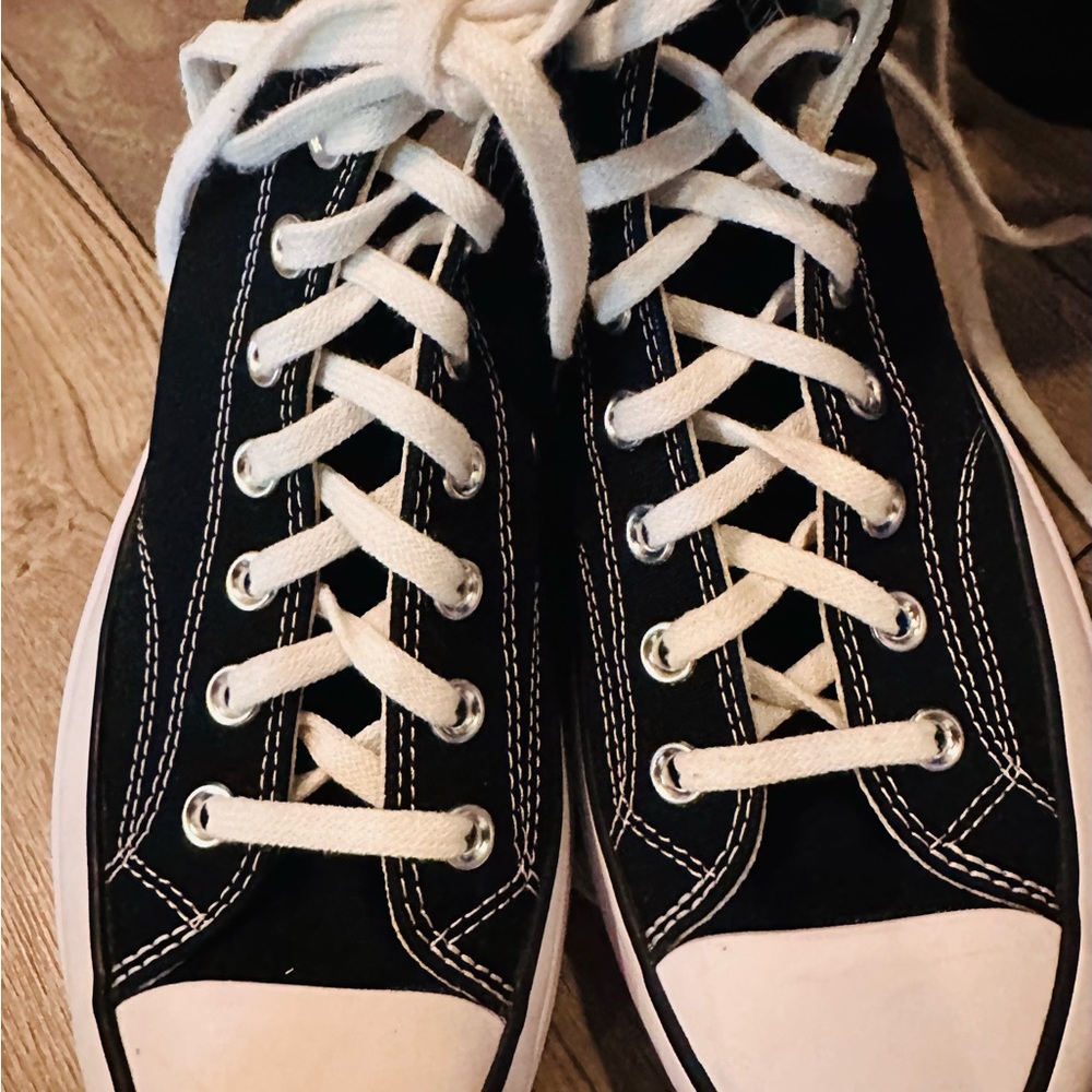 Converse Black White Platform High-Top Athletic Shoes - Picture 2 of 10